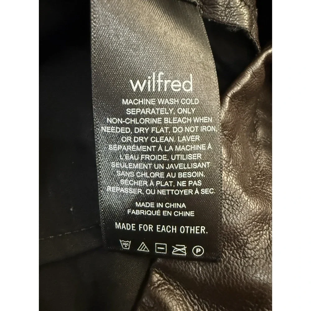 Aritzia Wilfred Vegan Leather Mini Skirt‎ Women's Size 2 Brown Side Slit